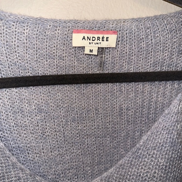 ANDREE BY UNIT Light Blue V-Neck Sweater - Picture 1 of 2